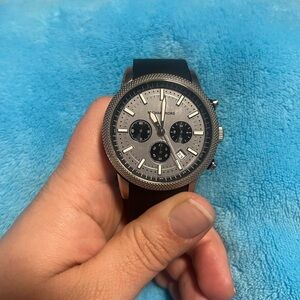 Michael Kors Men's Watch with Black Strap and Silver Dial